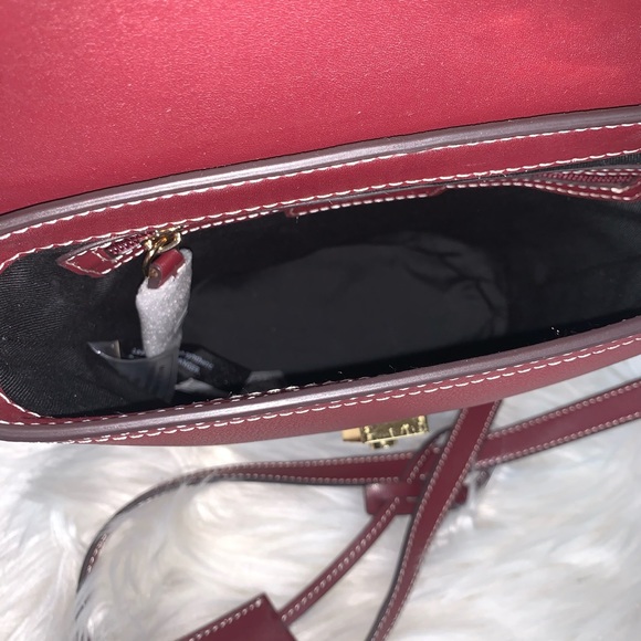 Calvin Klein Lock Bucket Leather Merlot Crossbody - Picture 9 of 13